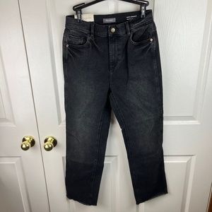 DL1961 Patti Straight Vintage High Rise Black Jeans Raw Hem Size 28